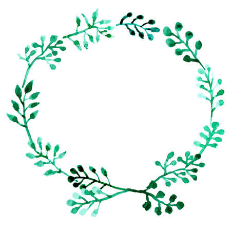 Floral leaves frame. Rustic herbs border vector illustration.のイラスト素材
