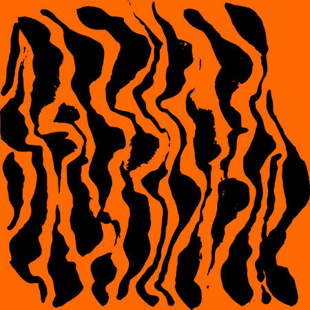 Vector illustration tiger print pattern. Orange and black hand drawn background.のイラスト素材