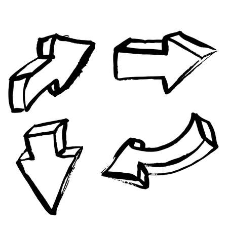 Dry brush down arrow icons set. Vector illustration.のイラスト素材
