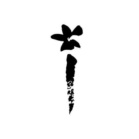 Ink vector brush stroke flower. Vector illustration. Grunge texture.のイラスト素材
