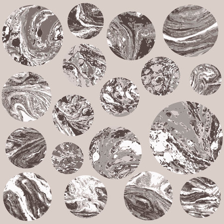 Round beige marble pattern texture set. Vector pale illustration.のイラスト素材