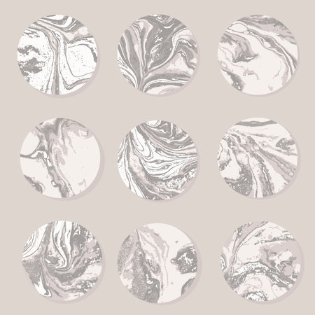 Round beige marble pattern texture set. Vector pale illustration.のイラスト素材
