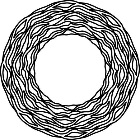 Wave ornate simple frame. Vector black and white illustration.のイラスト素材