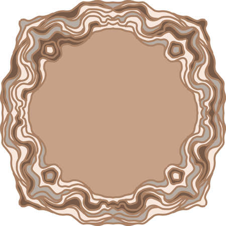 Round old wooden frame print imitation. Vector illustration.のイラスト素材