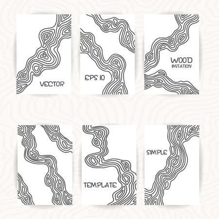 Black and white wave line pattern set. Template collection. Vector illustration. Copyspace.のイラスト素材