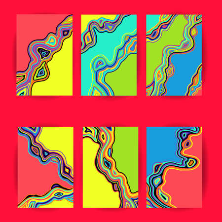 Marble template set. Bright abstract card collection. Vector illustration.のイラスト素材