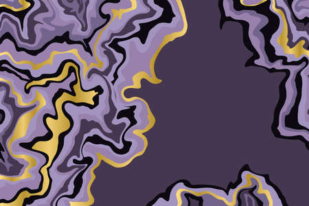 Abstract purple and gold pattern. Agate slice ripple texture imitation. Vector illustration.のイラスト素材