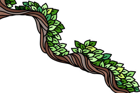 Eco style template. Green leaves and branches outline ornament. Natural sketch print. Vector illustration.のイラスト素材