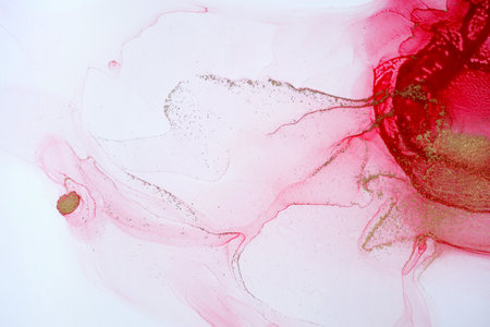 Abstract pink watercolor ink gradient drops.