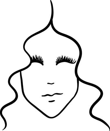 Template for beauty products. Abstract girl with long hair and eyelashes. Vector illustration.のイラスト素材