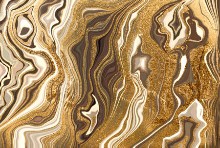 Marble light beige stone texture imitation. Light wall background with gold vein.の写真素材