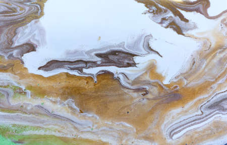 White, gold, copper and black ripple pattern. Marble abstract texture with gold particles.