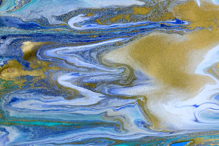 Turquoise abstract background. Navy liquid ink pattern.