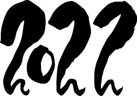 Modern dry brush lettering calligraphy poster. 2022. Happy New Year greeting card. Vector illustration.のイラスト素材