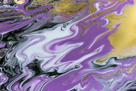 Ink gold and purple marble texture. Agate ripple imitation texture.