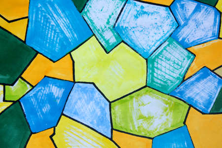 Blue and yellow background. Abstract marker texture.の写真素材