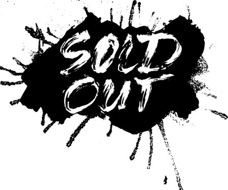 Sold Out modern dry brush lettering grunge ink drops background. Vector texture.のイラスト素材
