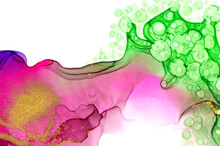 Beautiful natural color aquarelle pattern. Macro wash drawing gold texture.の写真素材