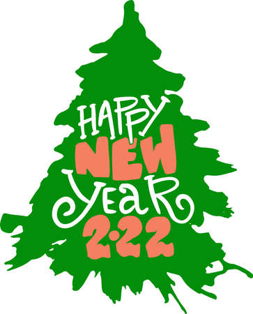 Hand drawn grunge holiday lettering Happy New Year vector template for greeting card.のイラスト素材