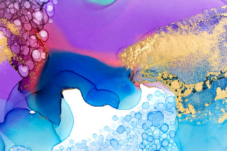 Purple and blue alcohol ink gradient texture. Droplet ink texture. Abstract watercolour background...