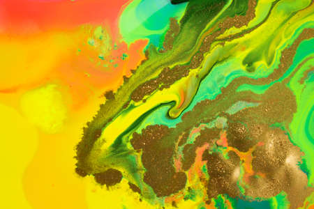Rainbow abstract liquid ink gradient pattern. Fluorescent liquid bright texture.の写真素材