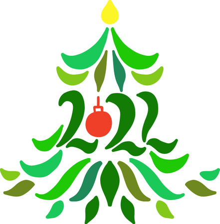 Simple 2022 New Year tree vector illustration.のイラスト素材