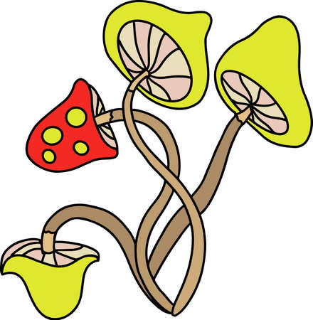 Sketch poisonous mushrooms. Different from all. Vector illustration.のイラスト素材