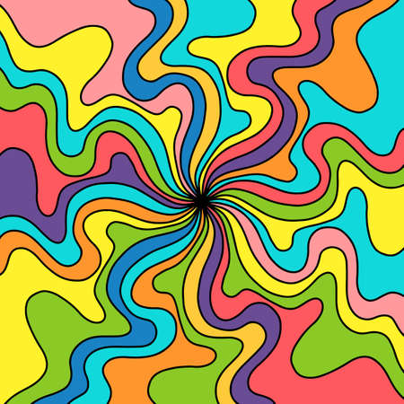 Colorful vivid sun rays style hippie background. Vector psychedelic illustration.のイラスト素材