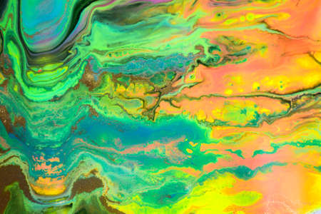 Rainbow abstract liquid ink gradient pattern. Fluorescent liquid bright texture.