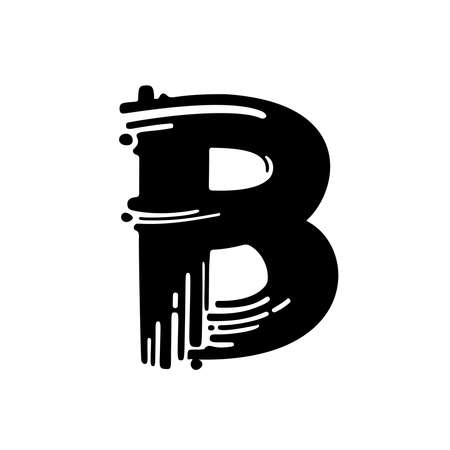 Letter B. Dry brush grunge lettering imitation. Vector design template.のイラスト素材