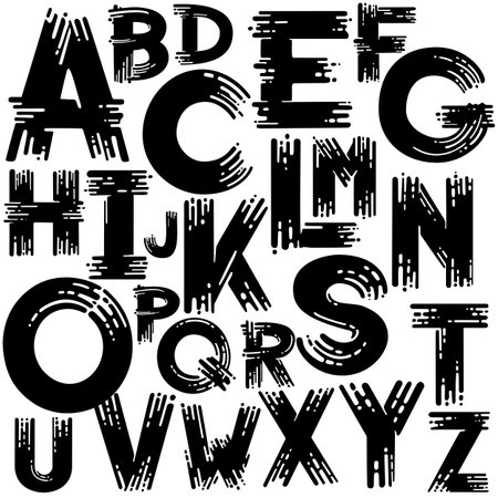 Grunge font. Dry brush modern lettering imitation. Vector design template.のイラスト素材