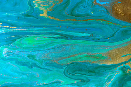 Blue and gold trendy artwork for decorationの写真素材