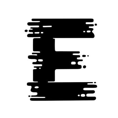 Letter E. Dry brush grunge lettering imitation. Vector design template.のイラスト素材