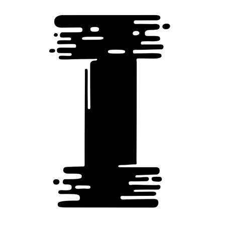 Letter I. Dry brush grunge lettering imitation. Vector design template.のイラスト素材