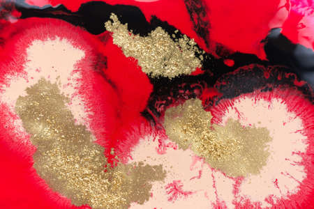 Liquid drops abstract wallpaper background. Red and black simple fluid texture.