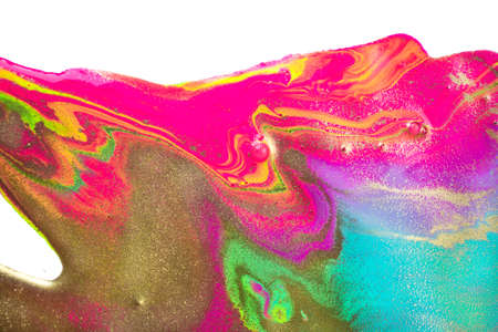 Gold foil texture. Abstract fluorescent ink background.