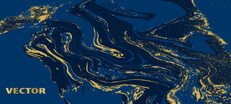 Vector marble dark blue and gold textureのイラスト素材