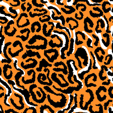 Leopard or Tiger Skin Imitation Seamless Pattern. Vector illustration.のイラスト素材