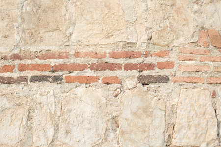 Light Old Brickwork Texture. Ancient Brick Wall.