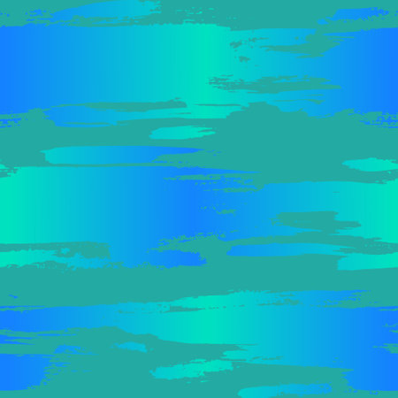 Dry Brush Lines Seamless Vector Blue Gradient Pattern.のイラスト素材
