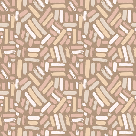 Dry Brush Strokes Seamless Beige Pattern. Hand Drawn Artwork Abstract Vector Background.のイラスト素材