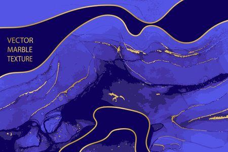 Dark Violet Waves and Swirls with Golden Layers Vector Artwork Texture.のイラスト素材