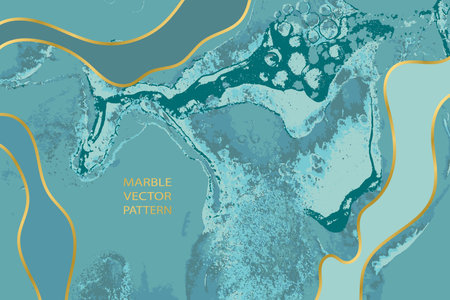 Light Blue Marble Pattern with Golden Layers Vector Artwork Texture.のイラスト素材