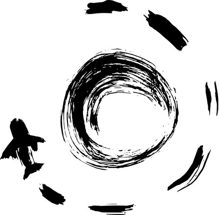 Airplane Round Path Travel the World Dry Brush Sign.のイラスト素材