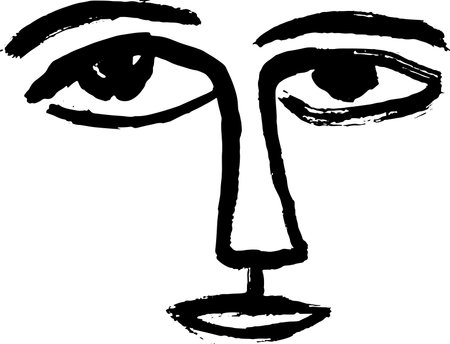 Simple Artwork Trendy Line Grunge Portraitのイラスト素材
