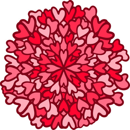 Round Mandala Red Heart Doodle Patternのイラスト素材