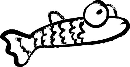 Artwork Dry Brush Ink Fish Printのイラスト素材