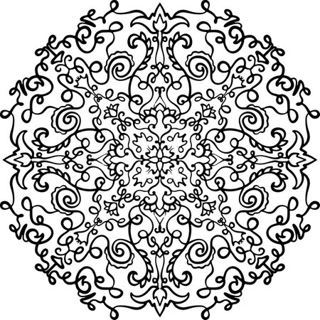 Round Mandala Pattern with Heartsのイラスト素材