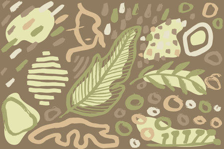 Abastract Contemporary Dry Brush Beige and Green Printのイラスト素材