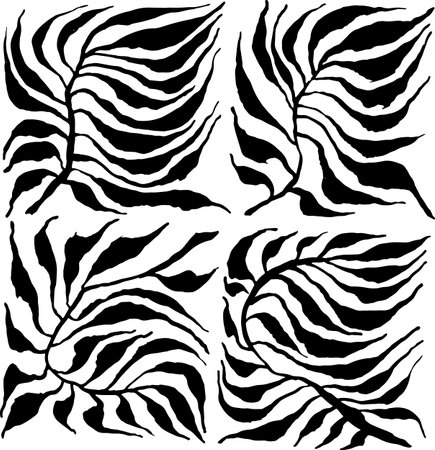 Tropic Leaves Black Silhouette Setのイラスト素材